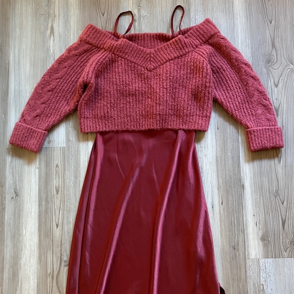 Anthropologie Mare Mare Layered Sweater & Slip Dress Red - Picture 8 of 15